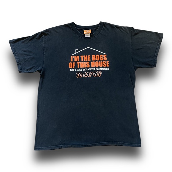 Vintage Funny Humour Boss Of The House Husband Novelty T Shirt Mens Size XL - Picture 1 of 2